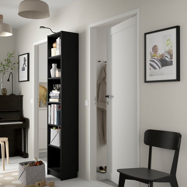 BILLY bookcase, black oak effect, 40x28x202 cm