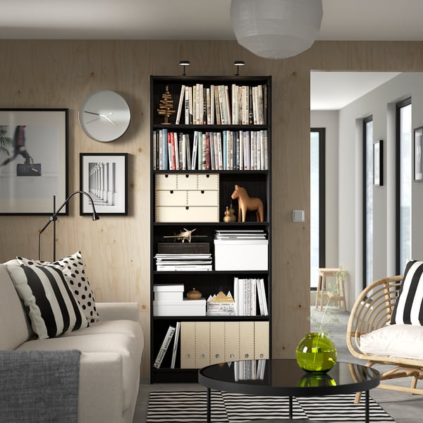 BILLY - BILLY Bookcase, black oak effect, 80x28x202 cm