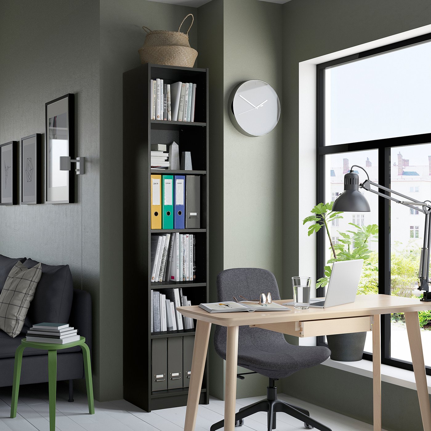 BILLY bookcase, black oak effect, 40x39x202 cm