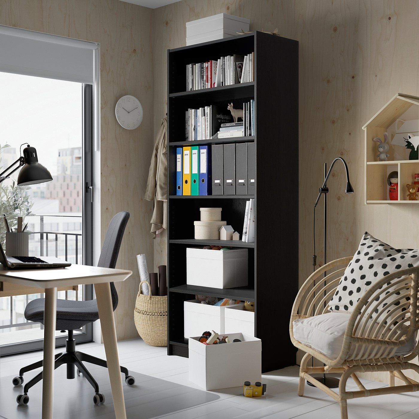 BILLY bookcase, black oak effect, 80x39x202 cm