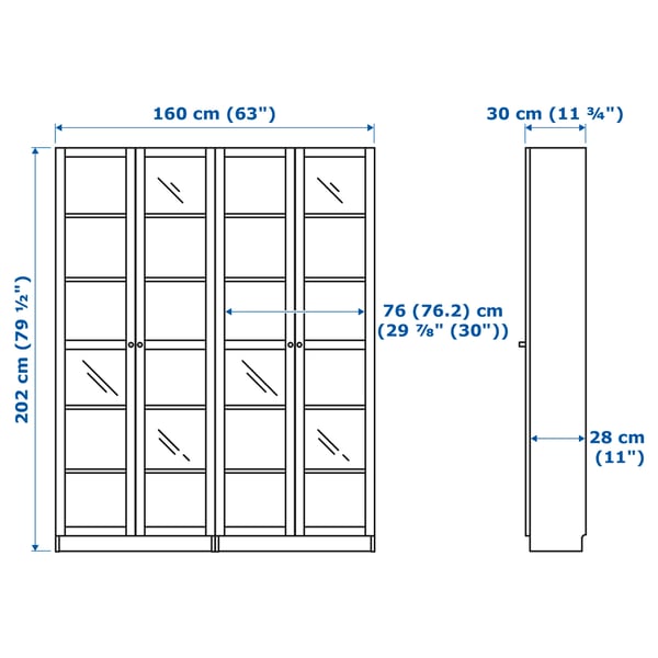 BILLY - BILLY Bookcase, green, 160x30x202 cm