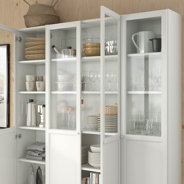 Ikea BILLY / OXBERG - Bookcase comb w panel/glass doors, white, 160x202 cm