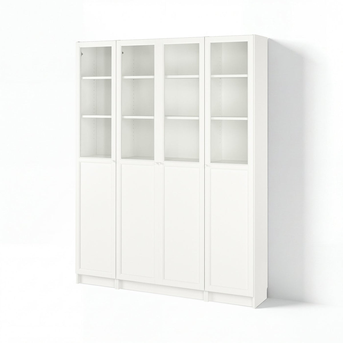 BILLY / OXBERG bookcase comb w panel/glass doors, white, 160x30x202 cm