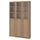 BILLY / OXBERG - BILLY / OXBERG Bookcase comb w panel/glass doors, oak effect, 120x30x202 cm