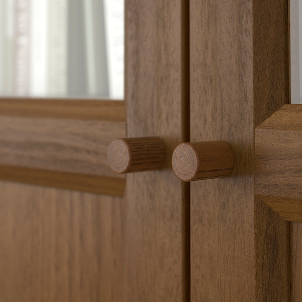 BILLY / OXBERG - Bookcase comb w panel/glass doors, brown walnut effect, 160x202 cm