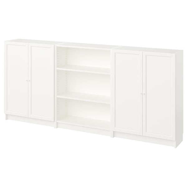BILLY / OXBERG bookcase combination with doors, white, 240x30x106 cm