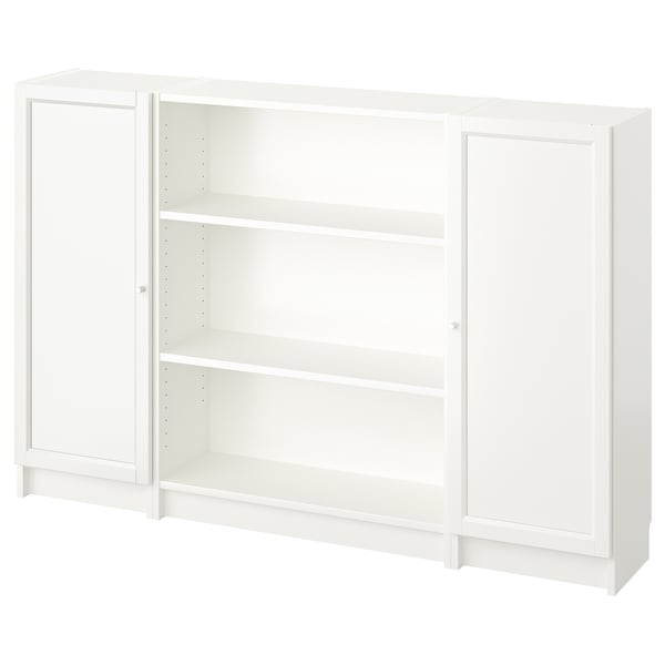 BILLY / OXBERG bookcase combination with doors, white, 160x106 cm