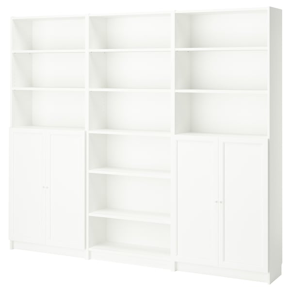 BILLY / OXBERG - Bookcase combination with doors, white, 240x30x202 cm