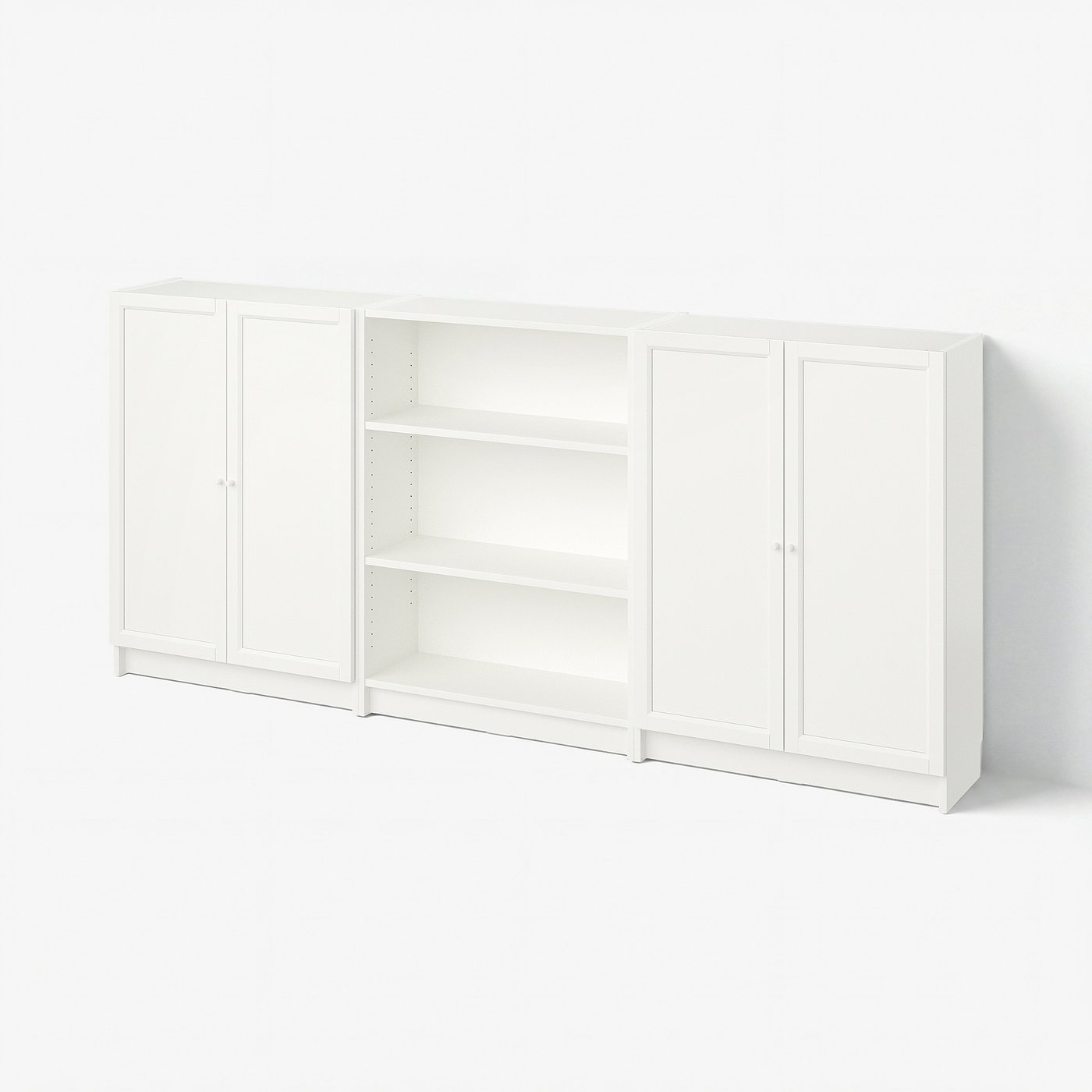 BILLY / OXBERG bookcase combination with doors, white, 240x30x106 cm