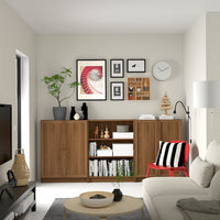 BILLY / OXBERG - Bookcase combination with doors, brown walnut effect, 240x30x106 cm