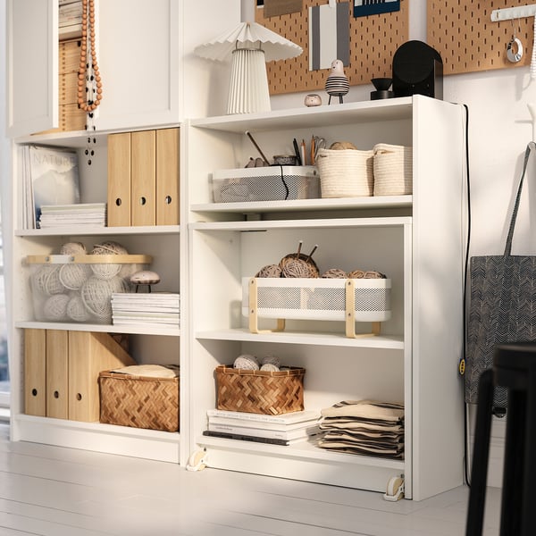 BILLY / OXBERG bookcase comb w foldable table, white, 160x202 cm