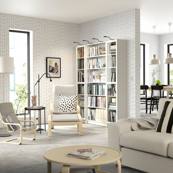 BILLY / OXBERG bookcase combination w glass doors, white, 160x202 cm