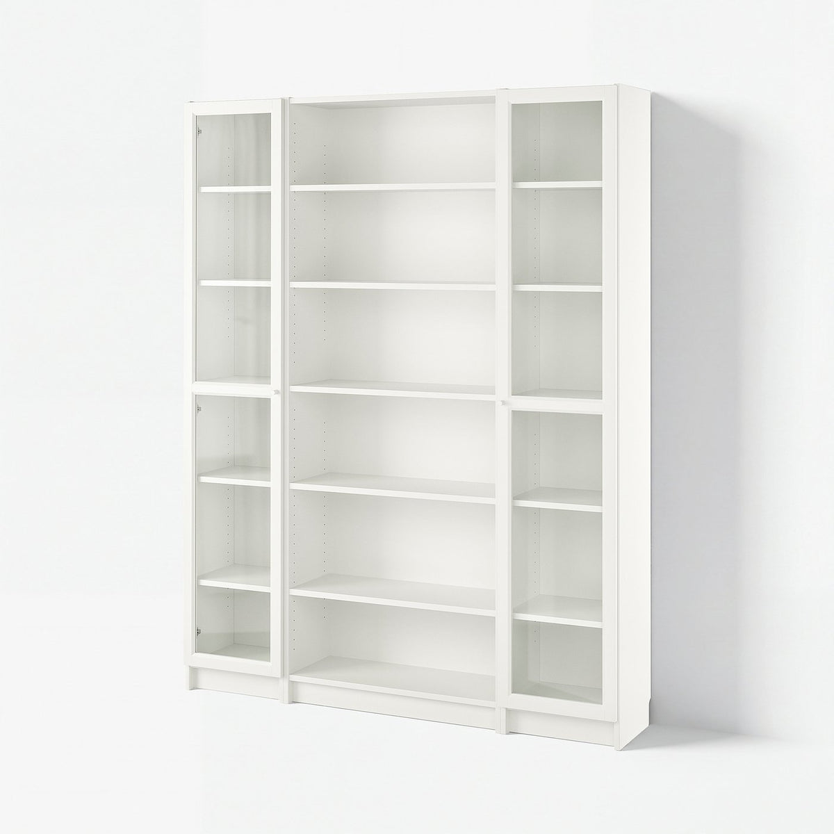 BILLY / OXBERG bookcase combination w glass doors, white, 160x202 cm