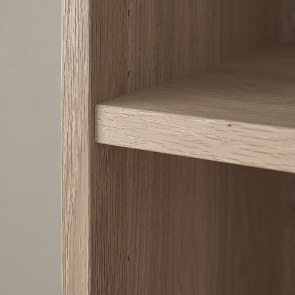 BILLY / OXBERG bookcase combination w glass doors, oak effect/clear glass, 120x30x202 cm