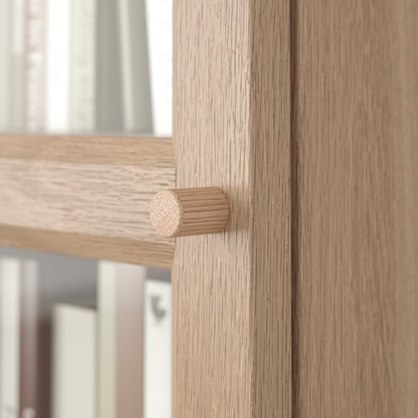 BILLY / OXBERG bookcase combination w glass doors, oak effect, 160x202 cm