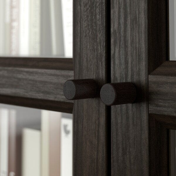 Ikea BILLY / OXBERG - Combination bookcases/glass doors, dark brown oak effect/transparent glass,120x30x202 cm