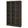 BILLY / OXBERG - Combination bookcases/glass doors, dark brown oak effect/transparent glass,120x30x202 cm