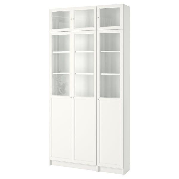 BILLY / OXBERG bookcase, white/glass, 120x30x237 cm