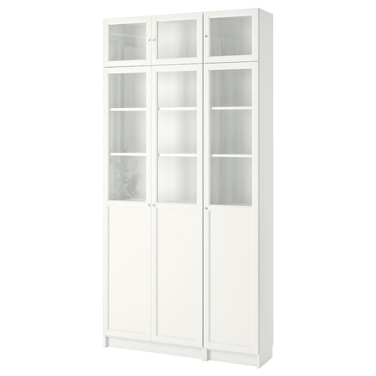 BILLY / OXBERG bookcase, white/glass, 120x30x237 cm