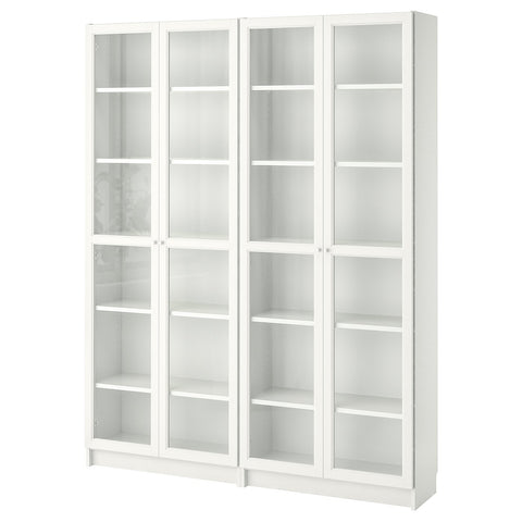 BILLY / OXBERG bookcase, white/glass, 160x30x202 cm