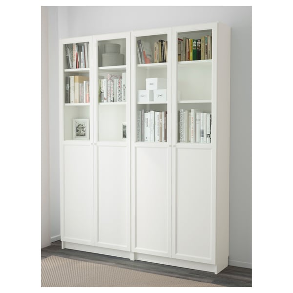 BILLY / OXBERG bookcase, white, 160x30x202 cm