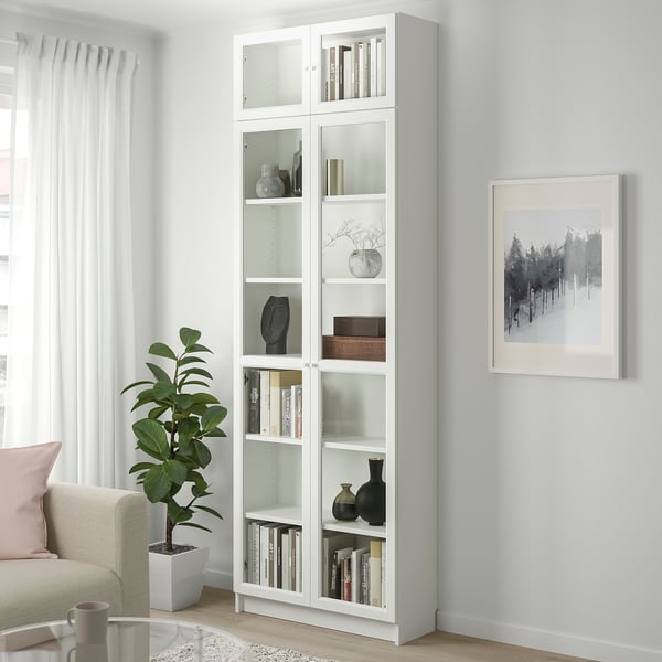 BILLY / OXBERG bookcase, white, 80x30x237 cm