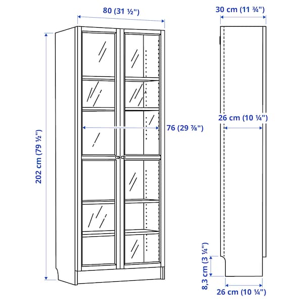 BILLY / OXBERG - Bookcase, white, 80x30x202 cm