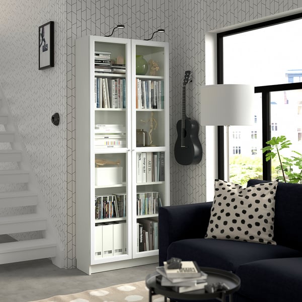 BILLY / OXBERG bookcase, white, 80x30x202 cm