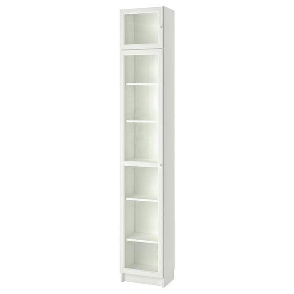 BILLY / OXBERG bookcase with glass door, white/glass, 40x30x237 cm