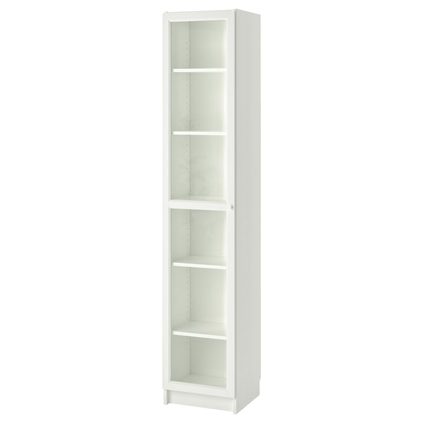 BILLY / OXBERG bookcase with glass door, white/glass, 40x41x202 cm