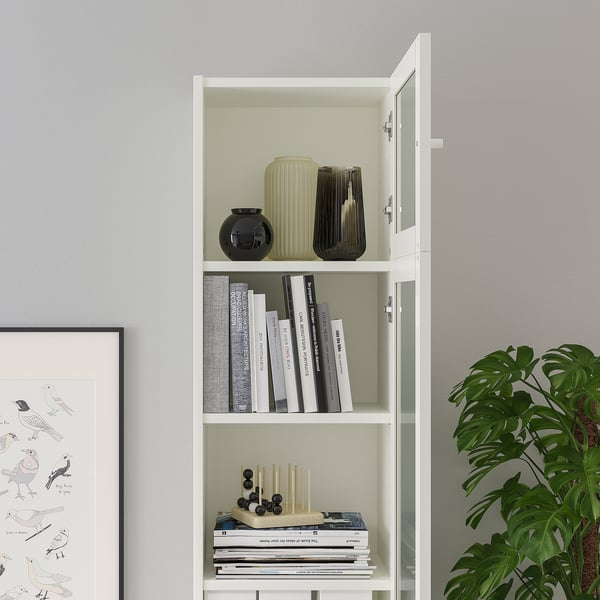 BILLY / OXBERG bookcase with glass door, white/glass, 40x30x237 cm