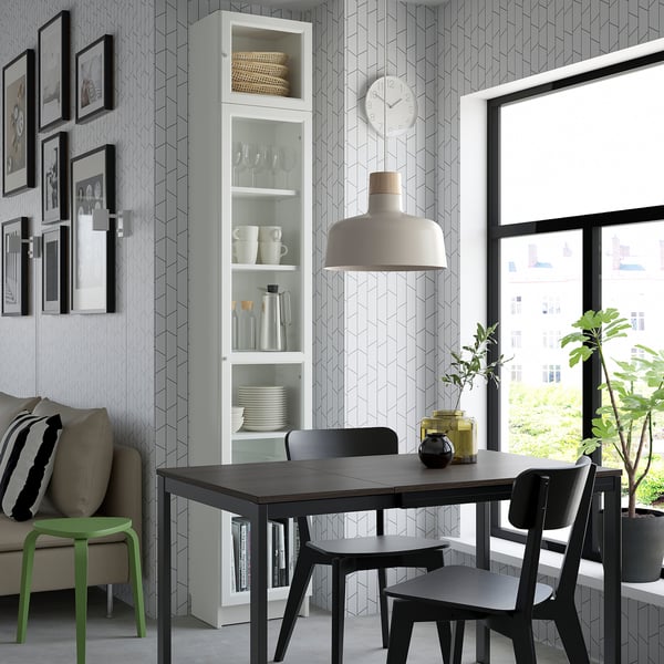 BILLY / OXBERG bookcase with glass door, white/glass, 40x30x237 cm