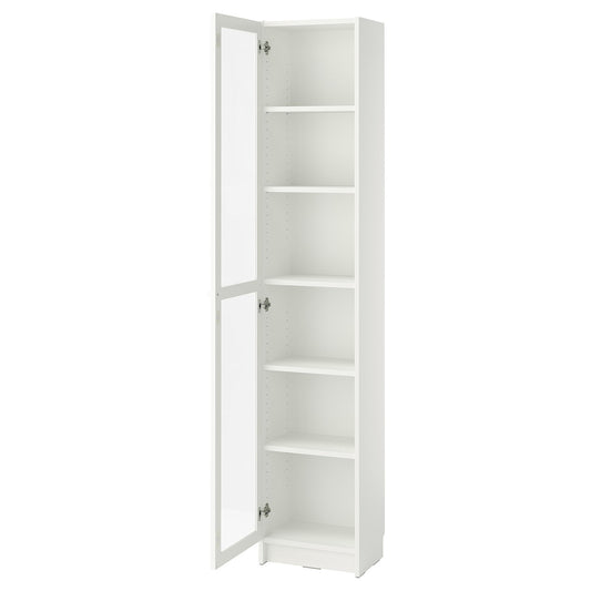 BILLY / OXBERG bookcase with glass door, white/glass, 40x30x202 cm