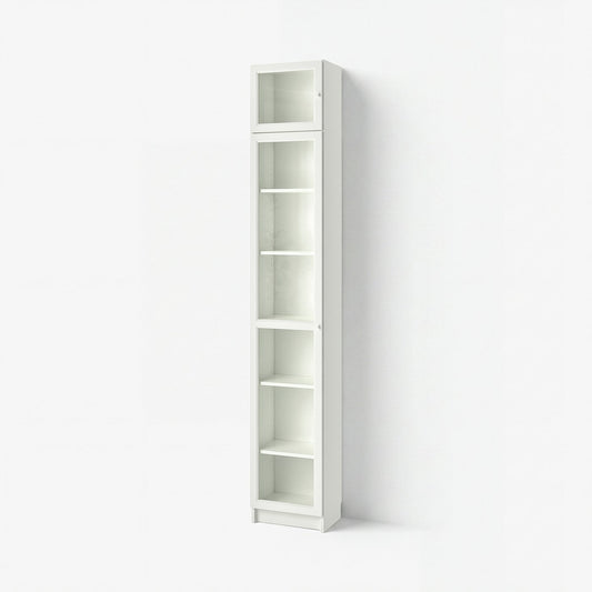BILLY / OXBERG bookcase with glass door, white/glass, 40x30x237 cm