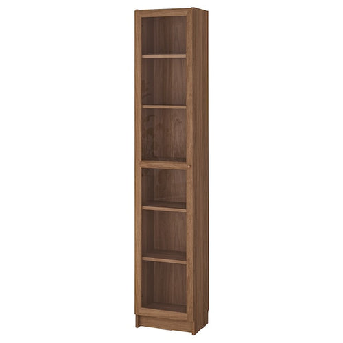 BILLY / OXBERG - Bookcase with glass door, brown walnut effect/clear glass, 40x30x202 cm