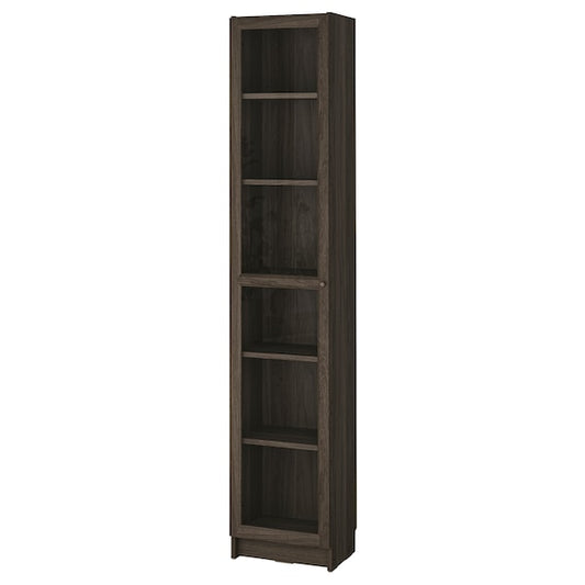 BILLY / OXBERG - Bookcase with glass door, dark brown oak effect/transparent glass,40x30x202 cm