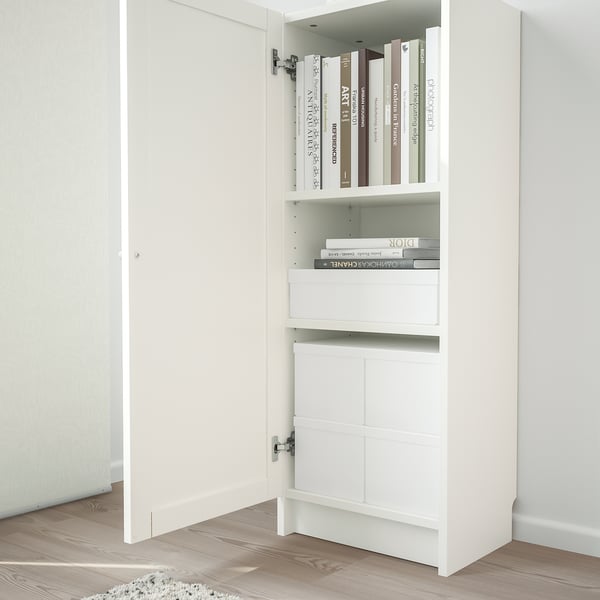 BILLY / OXBERG bookcase with door, white, 40x30x106 cm