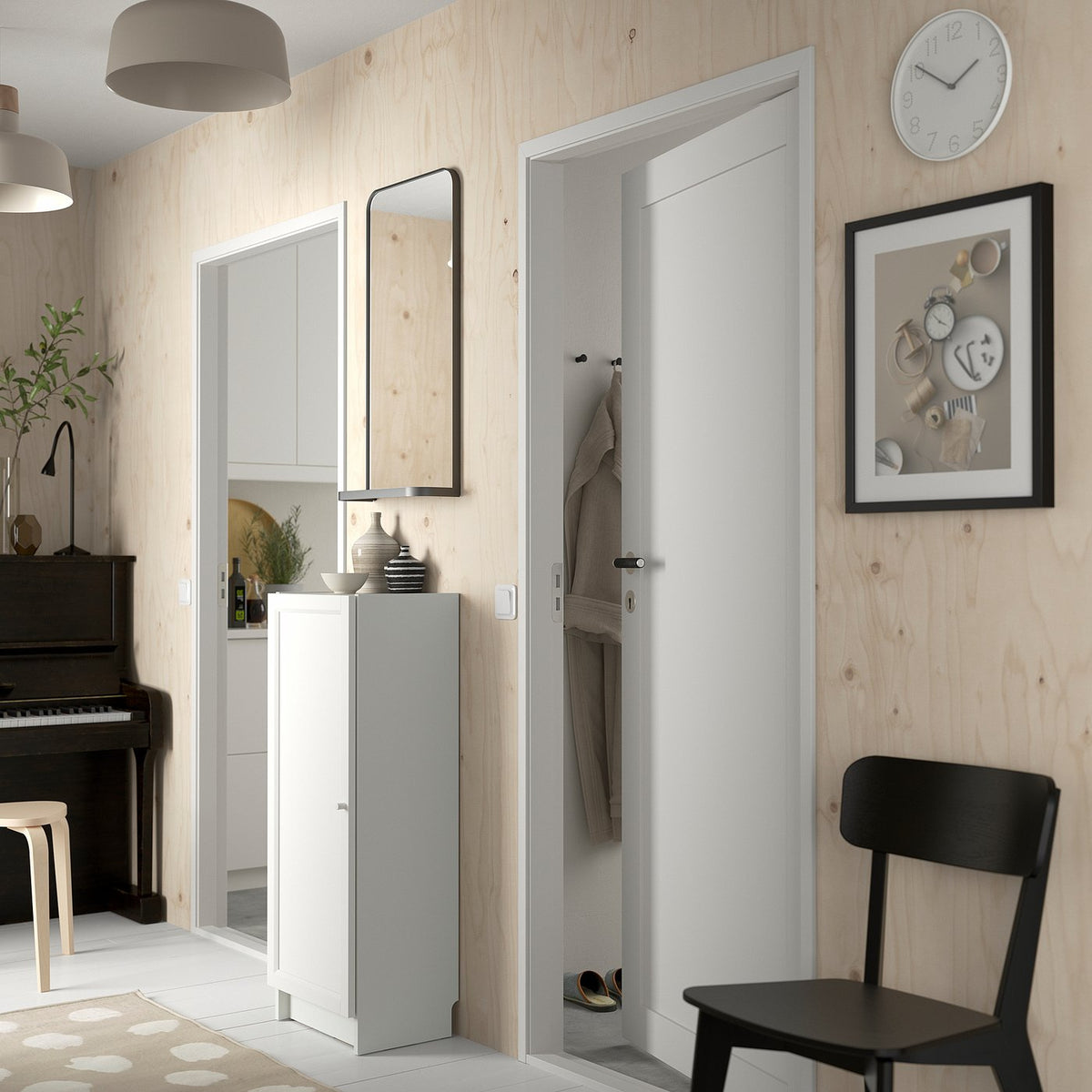 BILLY / OXBERG bookcase with door, white, 40x30x106 cm