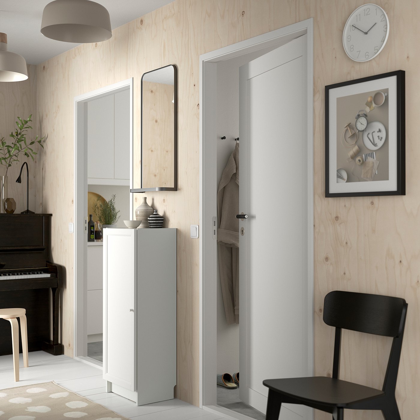 BILLY / OXBERG bookcase with door, white, 40x30x106 cm