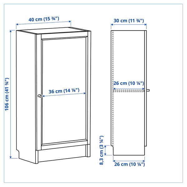 BILLY / OXBERG - Bookcase with door, birch effect,40x30x106 cm