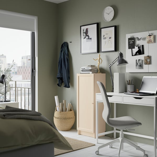 BILLY / OXBERG bookcase with door, birch effect, 40x30x106 cm