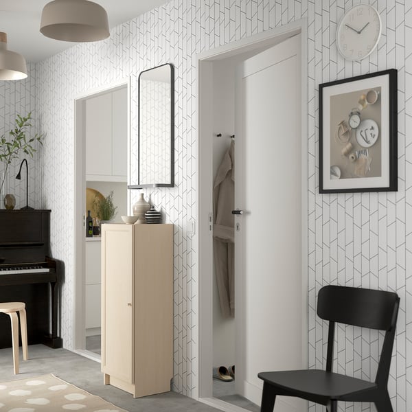 BILLY / OXBERG - Bookcase with door, birch effect,40x30x106 cm