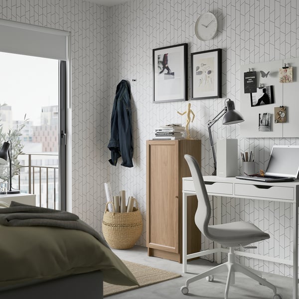BILLY / OXBERG - BILLY / OXBERG Bookcase with door, oak effect, 40x30x106 cm