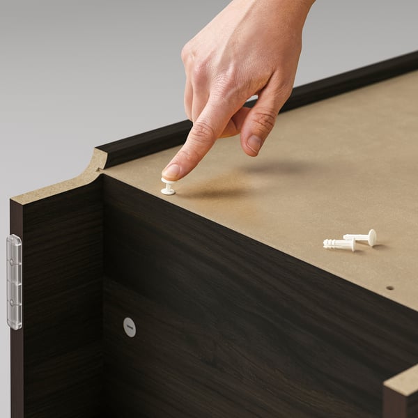 BILLY / OXBERG - Bookcase with door, dark brown oak effect,40x30x106 cm