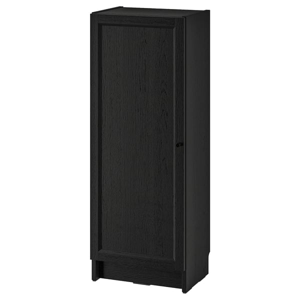 BILLY / OXBERG bookcase with door, black oak effect, 40x30x106 cm