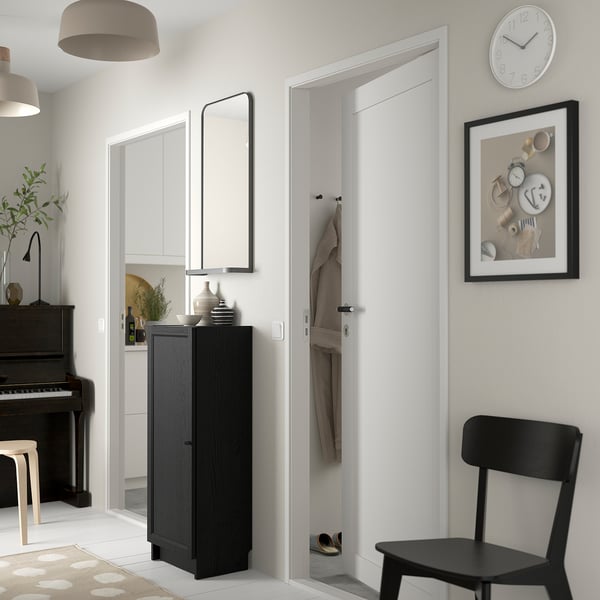 BILLY / OXBERG bookcase with door, black oak effect, 40x30x106 cm