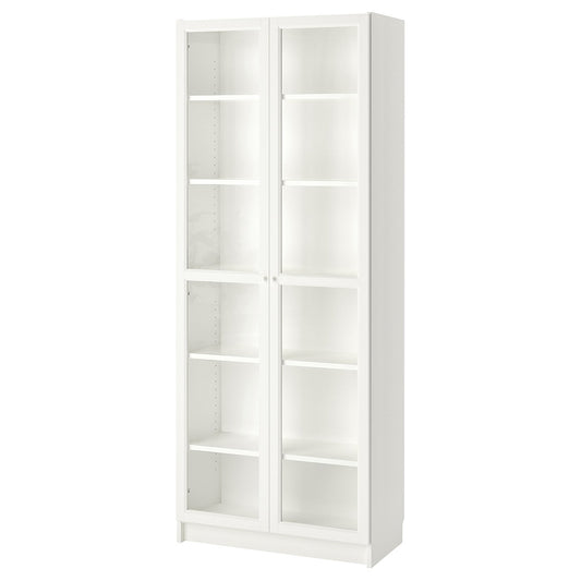 BILLY / OXBERG bookcase with glass-doors, white/glass, 80x41x202 cm