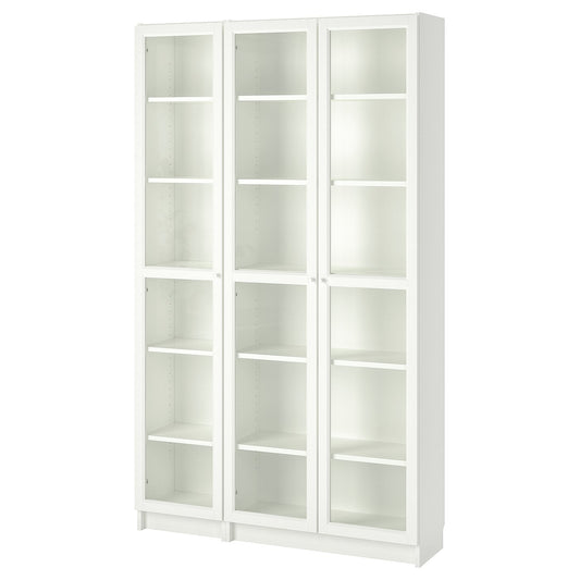 BILLY / OXBERG bookcase with glass-doors, white, 120x30x202 cm