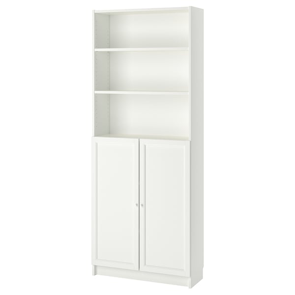BILLY / OXBERG bookcase with doors, white, 80x30x202 cm