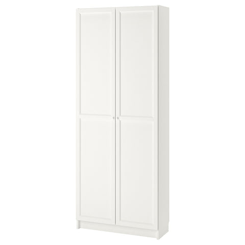 BILLY / OXBERG bookcase with doors, white, 80x30x202 cm